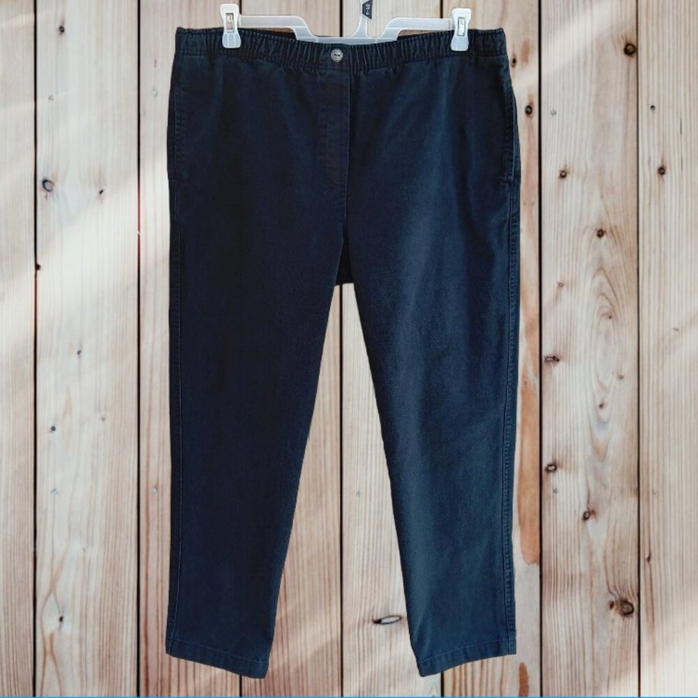 Woman Within Womens Pull On Ankle Jeans Elastic Waist Back Size 14W